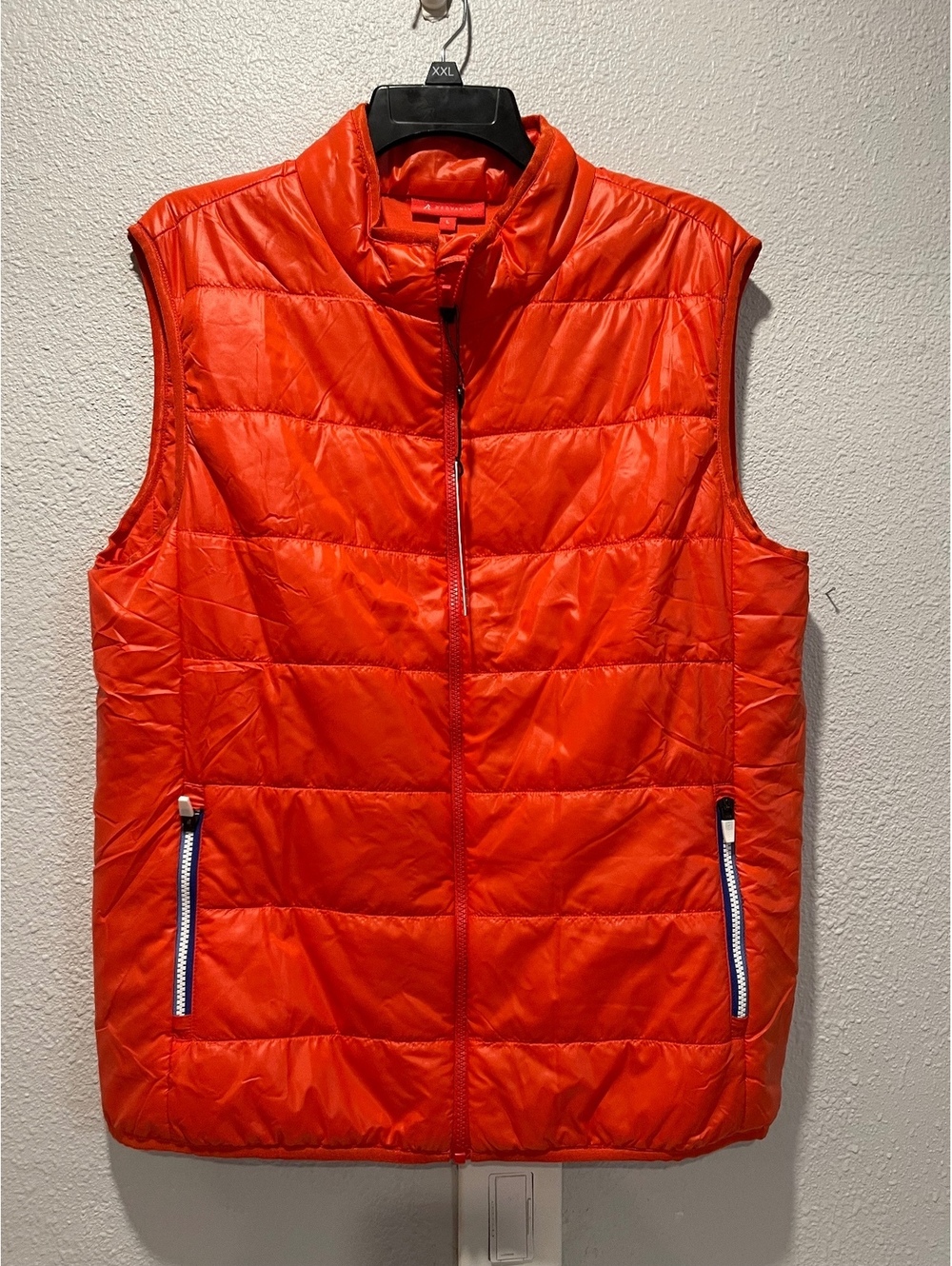 Redvanly Men's Quilted Puffer Vest in Orange, Size L